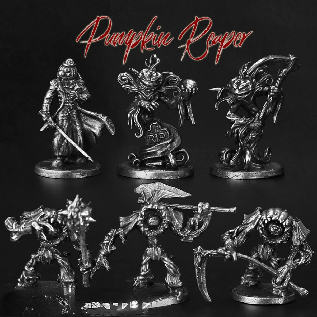 Metal Halloween Pumpkin Death Reaper Warrior Metal Model Armor Samurai Statuette Figure Figurines Miniature Decor Crafts Gifts