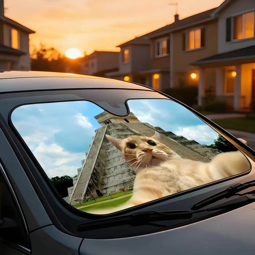 

Универсальный солнцезащитный козырек для автомобиля, полное покрытие лобового стекла, защита от тепла и УФ-излучения, антивозрастной эффект, забавный дизайн с котиком