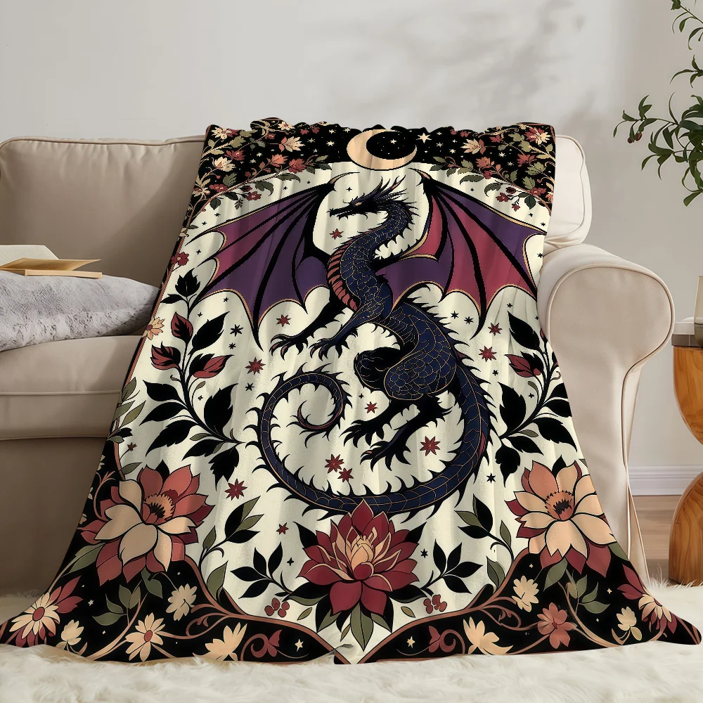 Gothic Fantasy Dragon Blanket Soft Warm And Thick Perfect For Bedroom Living Room Bed Sofa Camping Picnic Office Gift