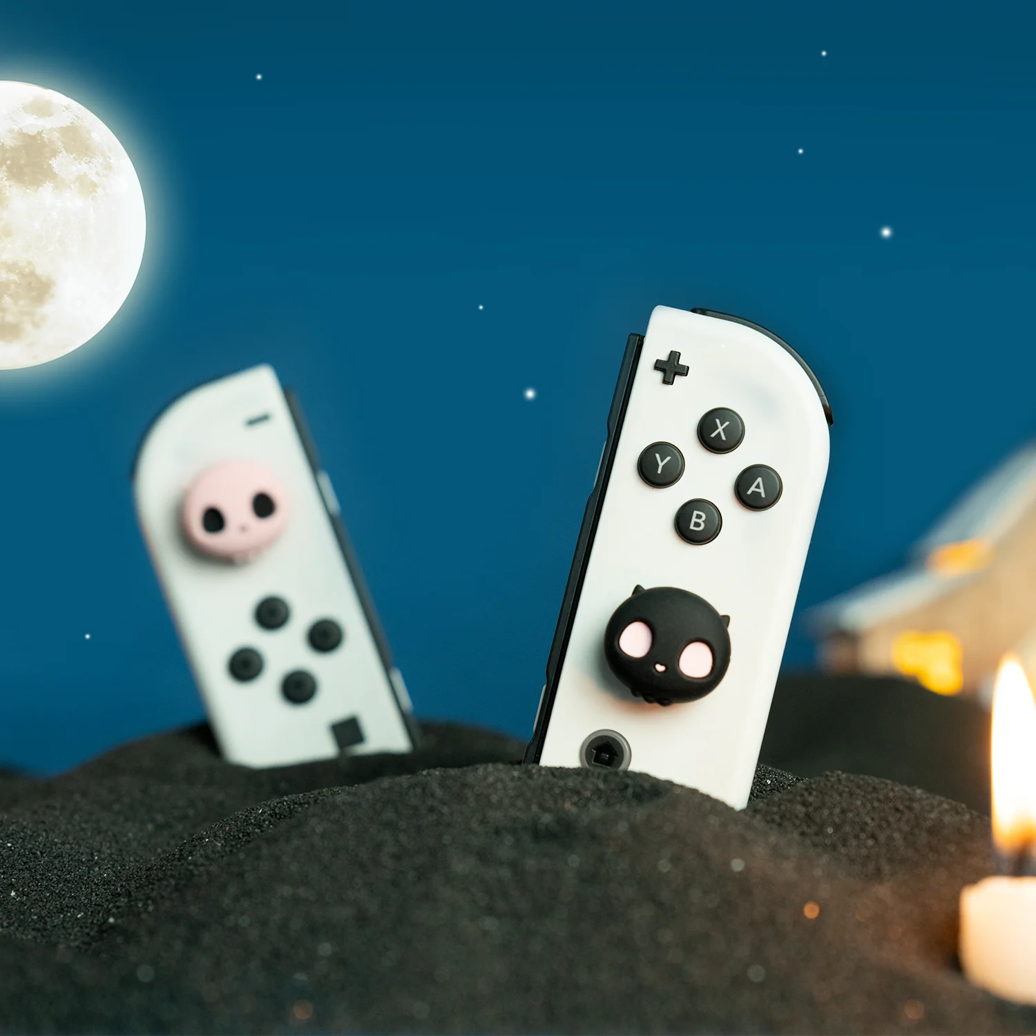 Колпачки для джойстика Goth Skull Joy Con, мягкие силиконовые чехлы для контроллера Nintendo Switch Oled Switch Lite, 4 шт.