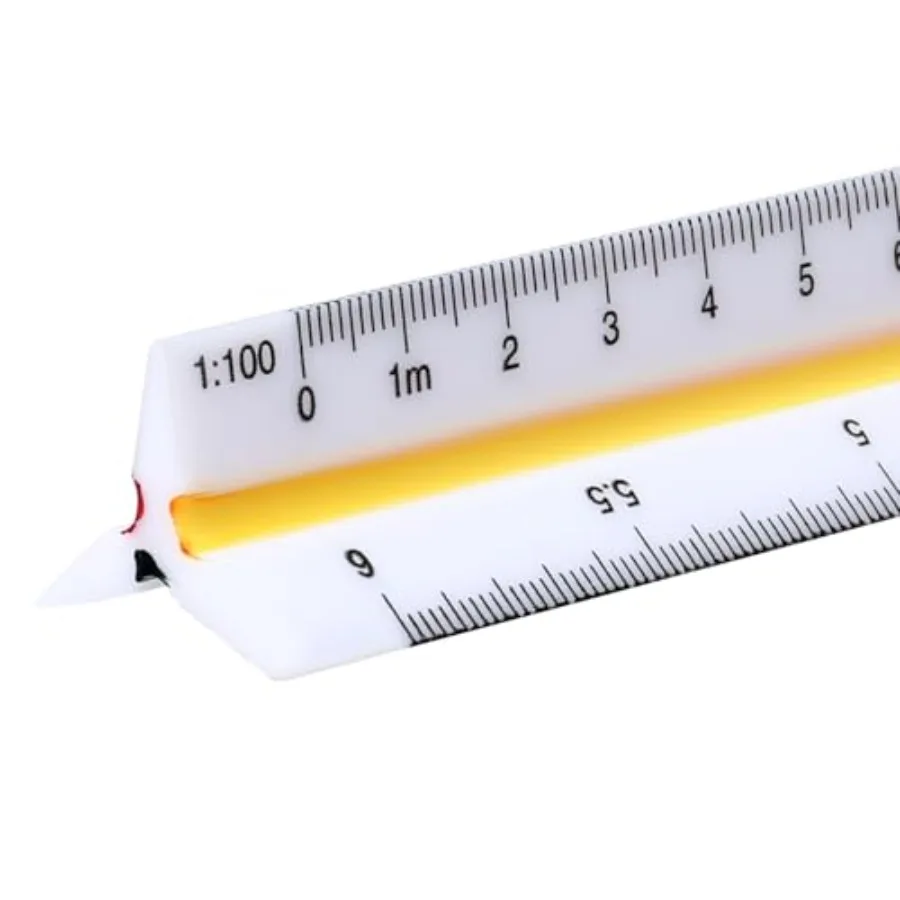 

Architectural Scale Ruler for Blueprints Aluminum Silver 12-Inch Triangular Engineering Drafting Ruler with Precise Graduations