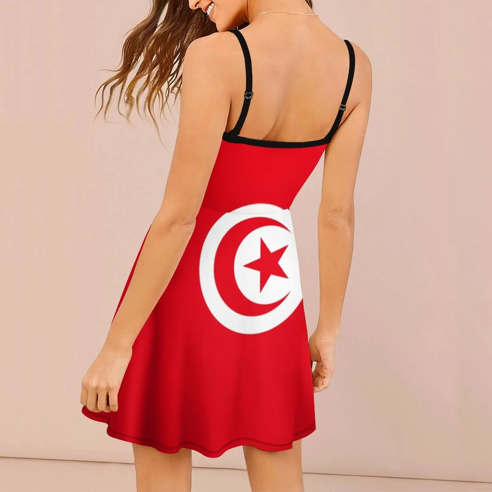 Exotic Flag of Tunisia Women's Sling Dress Funny Novelty Cocktails  Woman's Dress The Dress Graphic