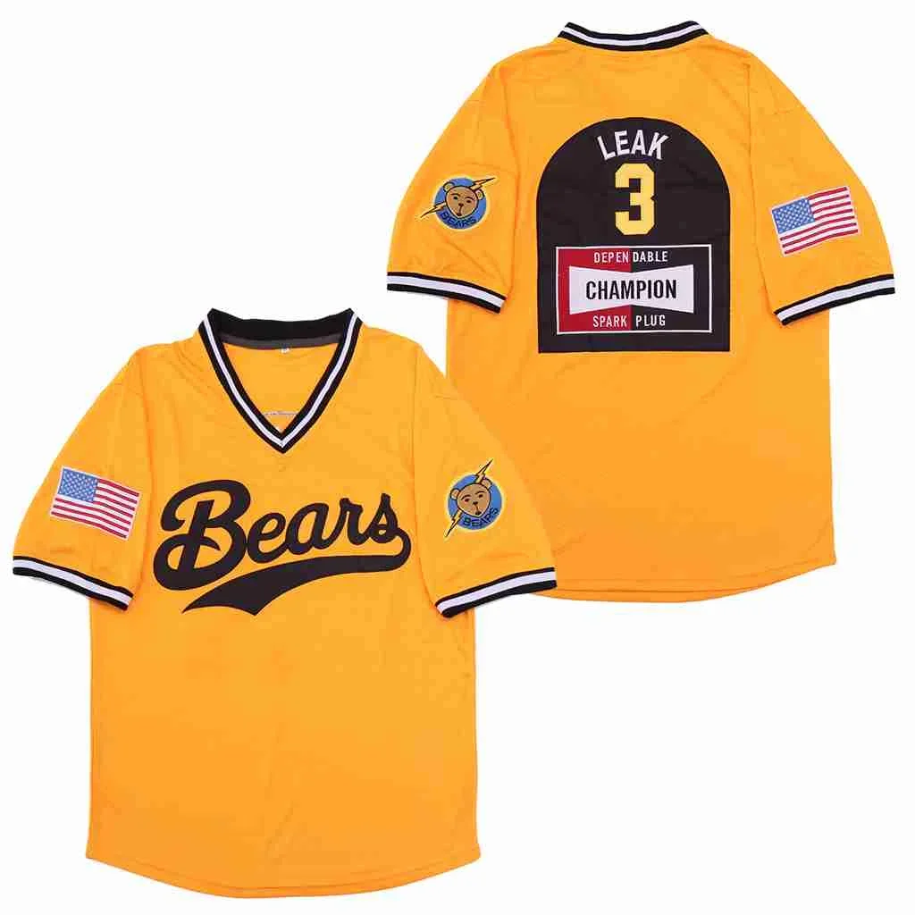 

Men Kids Baseball Jerseys The Bad News Bears 3 Leak Sewing Embroidery High Quality Sports Outdoor Blue New Yellow Racing Style