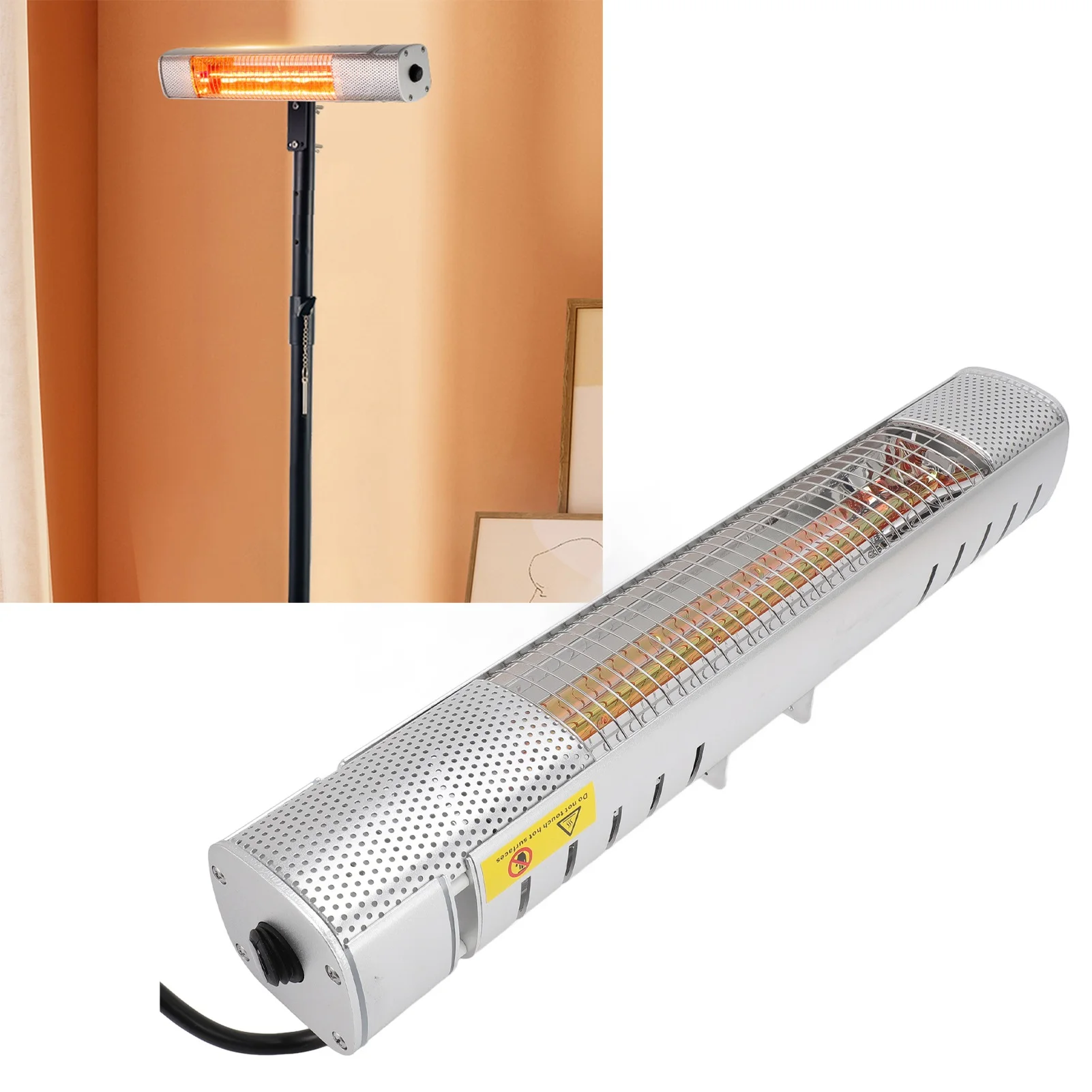 1500W Infrared Heater Fast Heating Infrared Outdoor Heater IP65 Waterproof Aluminum Alloy 30  Meters Coverage for Garage