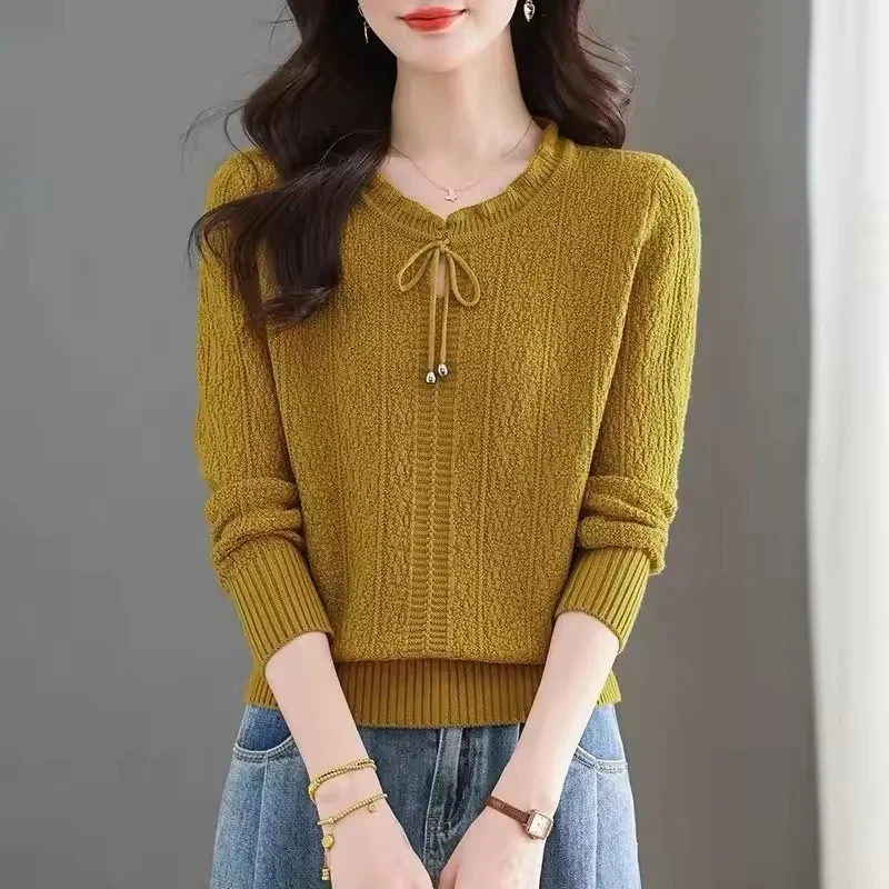 

2026, весенне-осенний женский вязаный пуловер, свитер, ажурный кружевной женский джемпер, элегантный женский топ для мам среднего возраста и отдыха