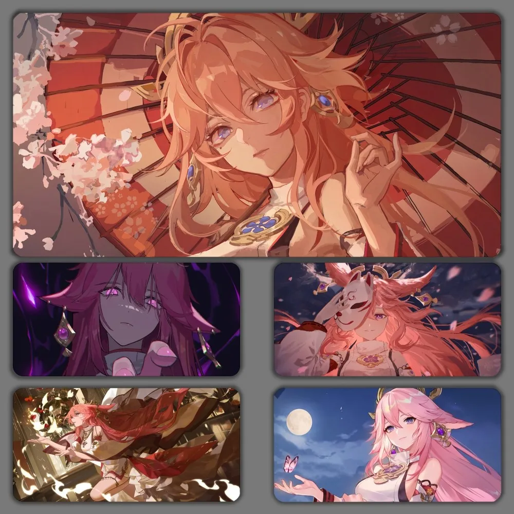 Yae Miko Mousepad Large Gaming Compute Gamer PC Keyboard Mouse Mat