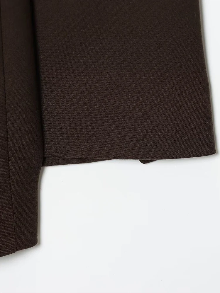 سترة بدلة نسائية عصرية وأنيقة مزدوجة الصدر على الطراز الأوروبي مع أكتاف مبطنة وبنطلون مستقيم الساق #6