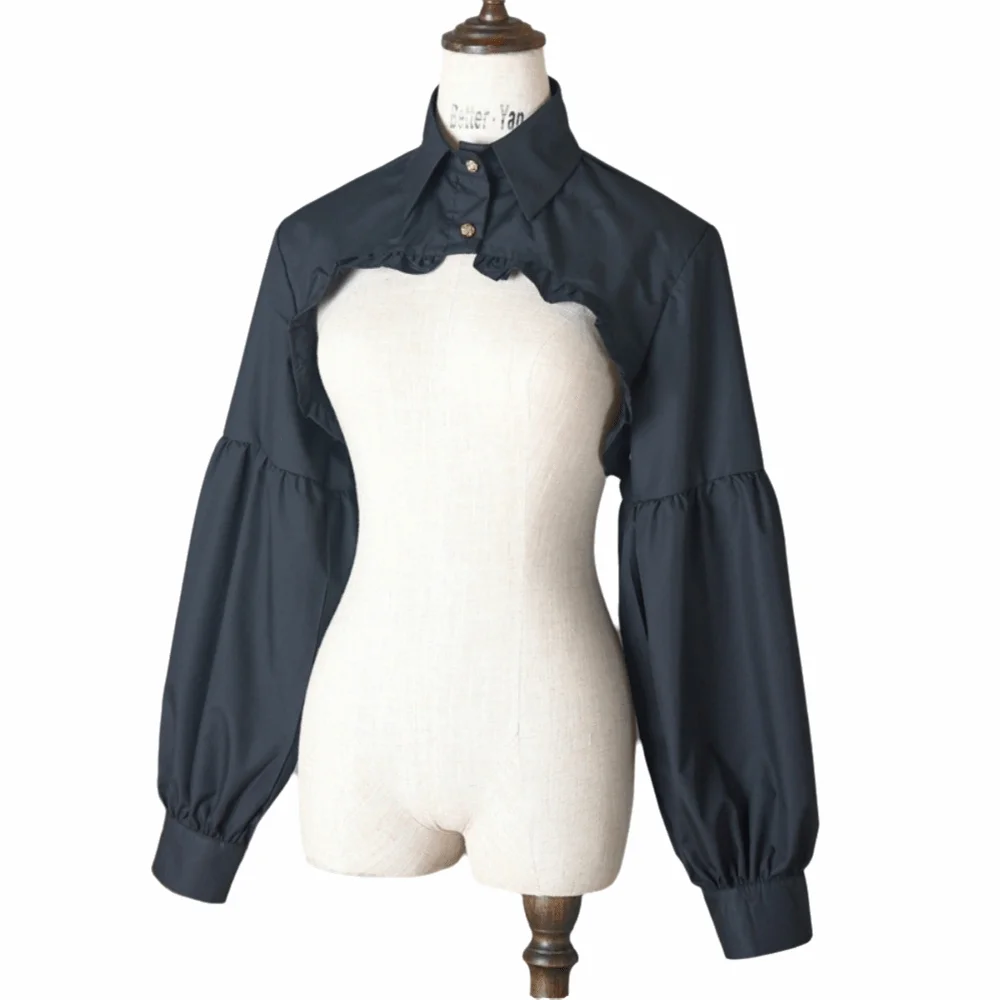 Vintage Sleeve Shirt Collar Courtly Style Puff Sleeve Puff Long Sleeve Top Ruffles Faux Decorative Women Puff Long Sleeve