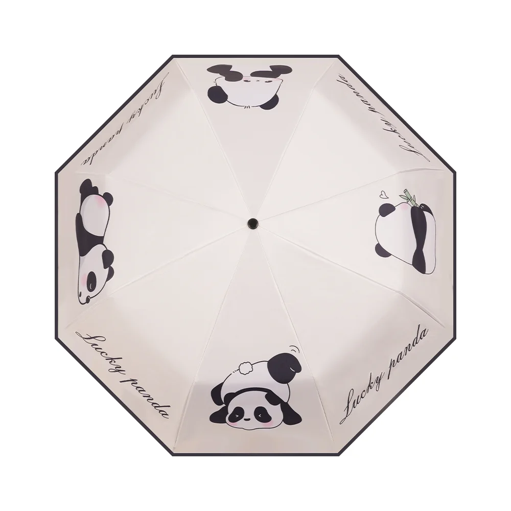 Automatic umbrella with cute panda pattern, rain proof, sun proof, UV resistant folding umbrella, travel umbrella 1pc