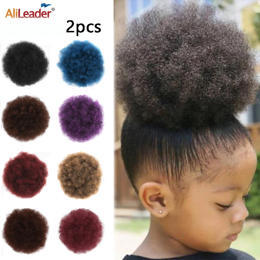 Alileader Sintético Novo Cabelo Crespo Drawsting Curto Fofo Rabo de cavalo Garra Clipe Rabo de Cavalo Hair Extensions Bun Buns Cabelo Afro Curto