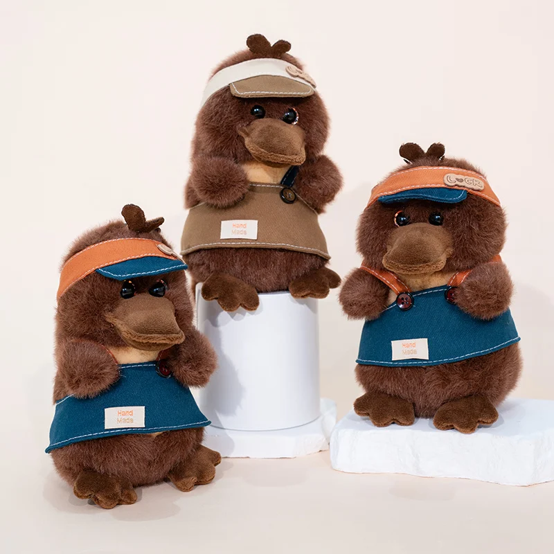 Llaveros de peluche de platino de dibujos animados de 15cm, bolso para niñas y niños, mochila, juguetes de peluche Kawaii, muñecos, teléfono de coche, llaveros de felpa de ornitorrinco