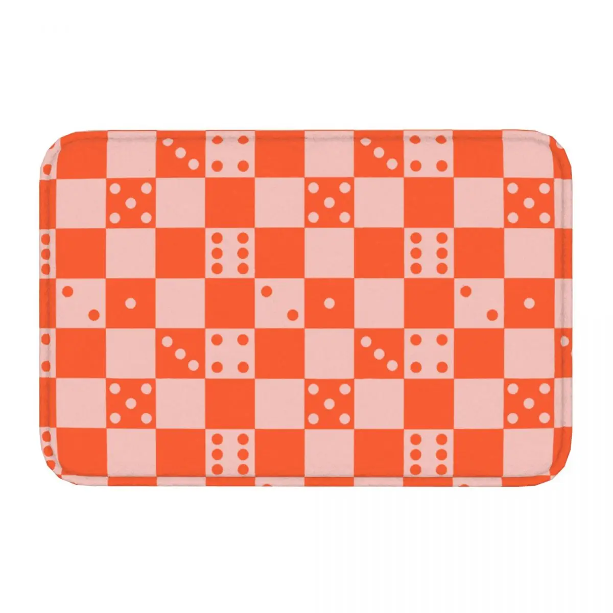 Checkered Dice Pattern Creamy Pink And Sweet Orange Color Palette DND Game D20 D&D Non-slip Doormat Carpet Bath Bedroom Mat