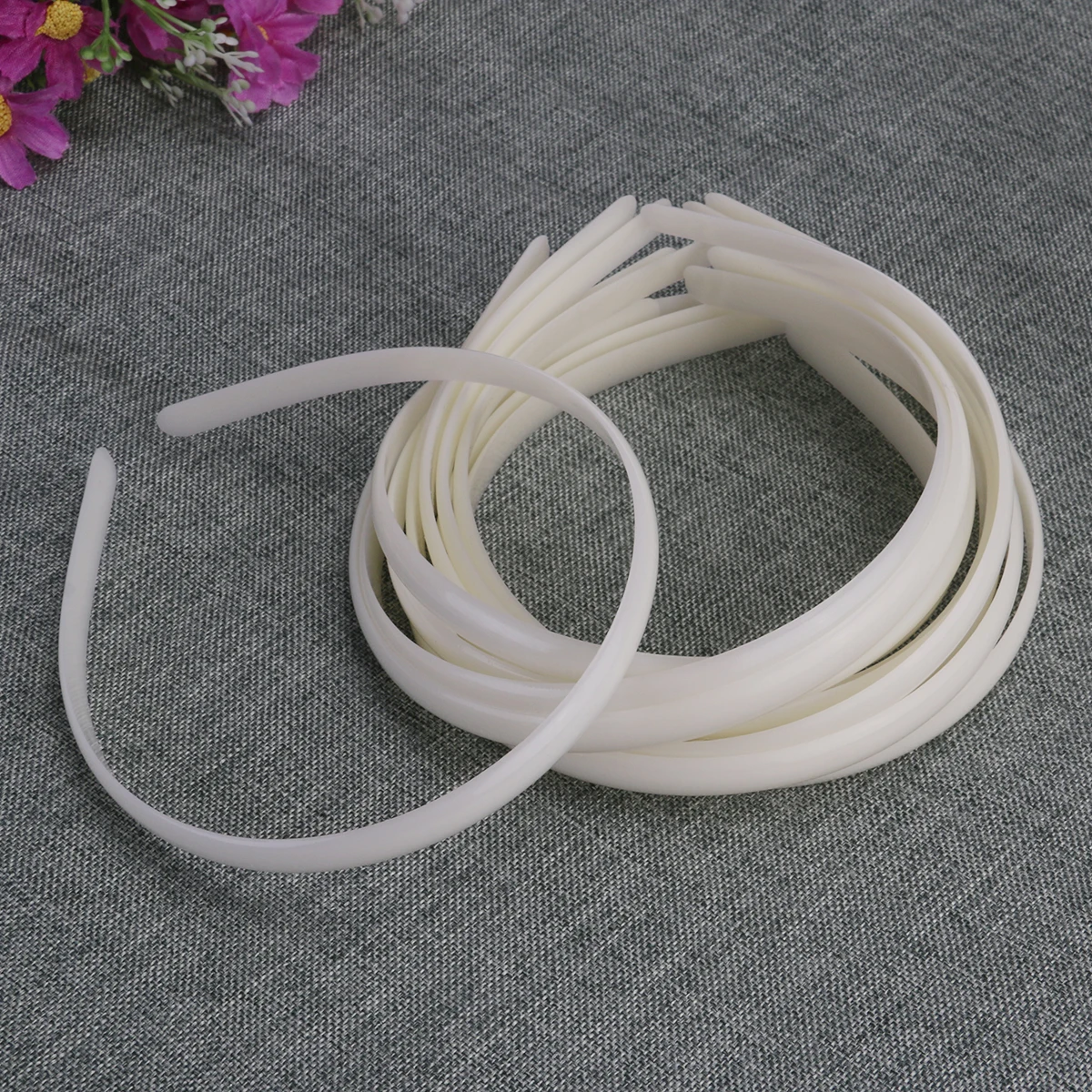 

12pcs Ivory ABS Resin Hairbands 10mm Wide Plain Plastic Headbands for Women Girls DIY Accessories Special Occasion