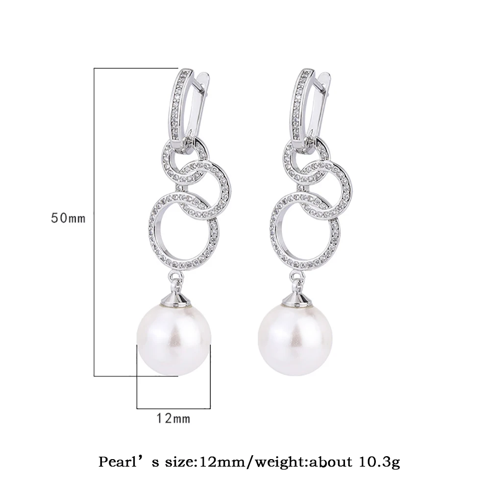 Charms 12mm White Black Big Pearl Drop Earrings for Women Elegant Party Wedding Fine Jewelry Birthday Gift Accessories Statement