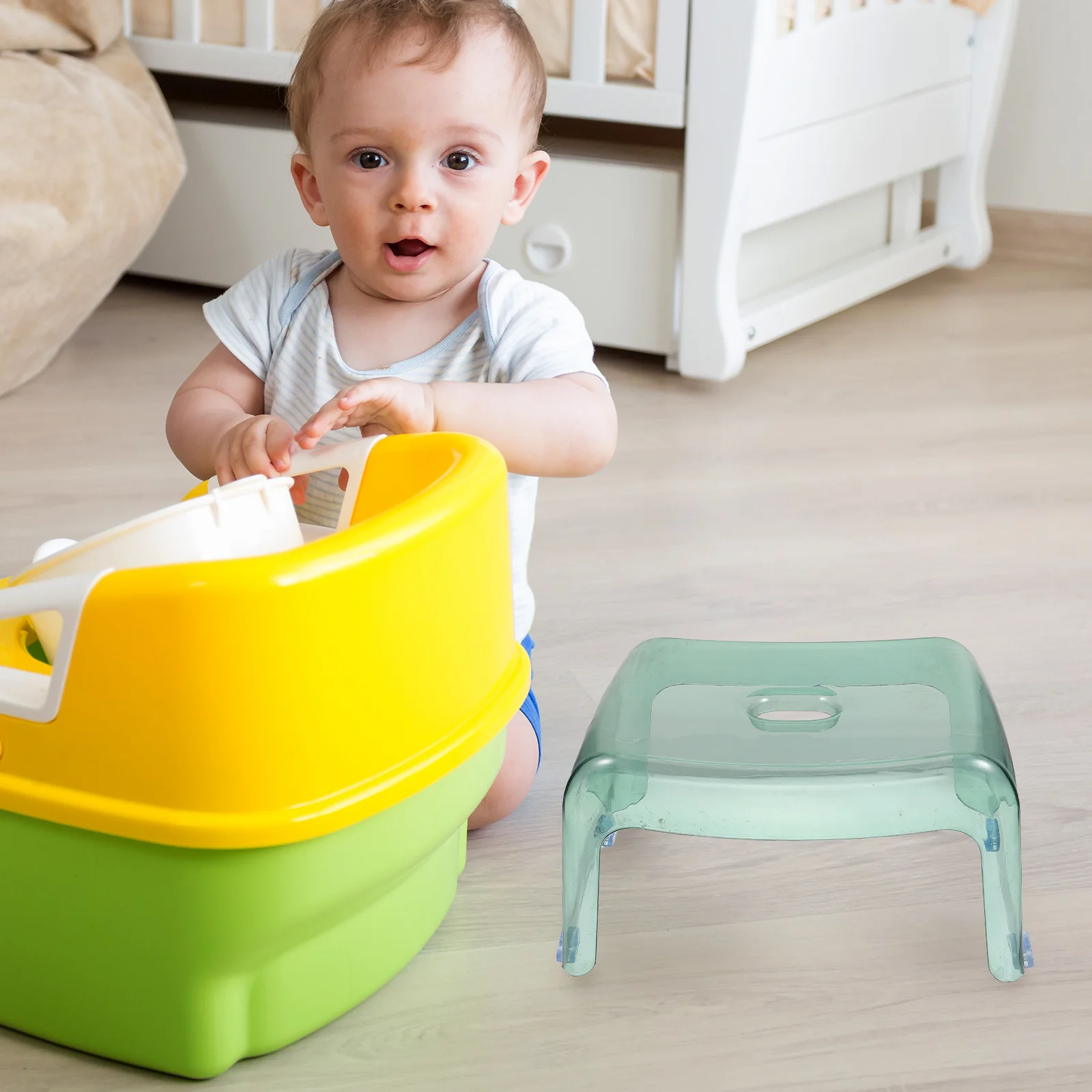 

1pc Thickened Pet Transparent Non-Slip Kids Bath Stool Durable Lightweight Practical For Bathroom Use Toughened Stool High-Cost