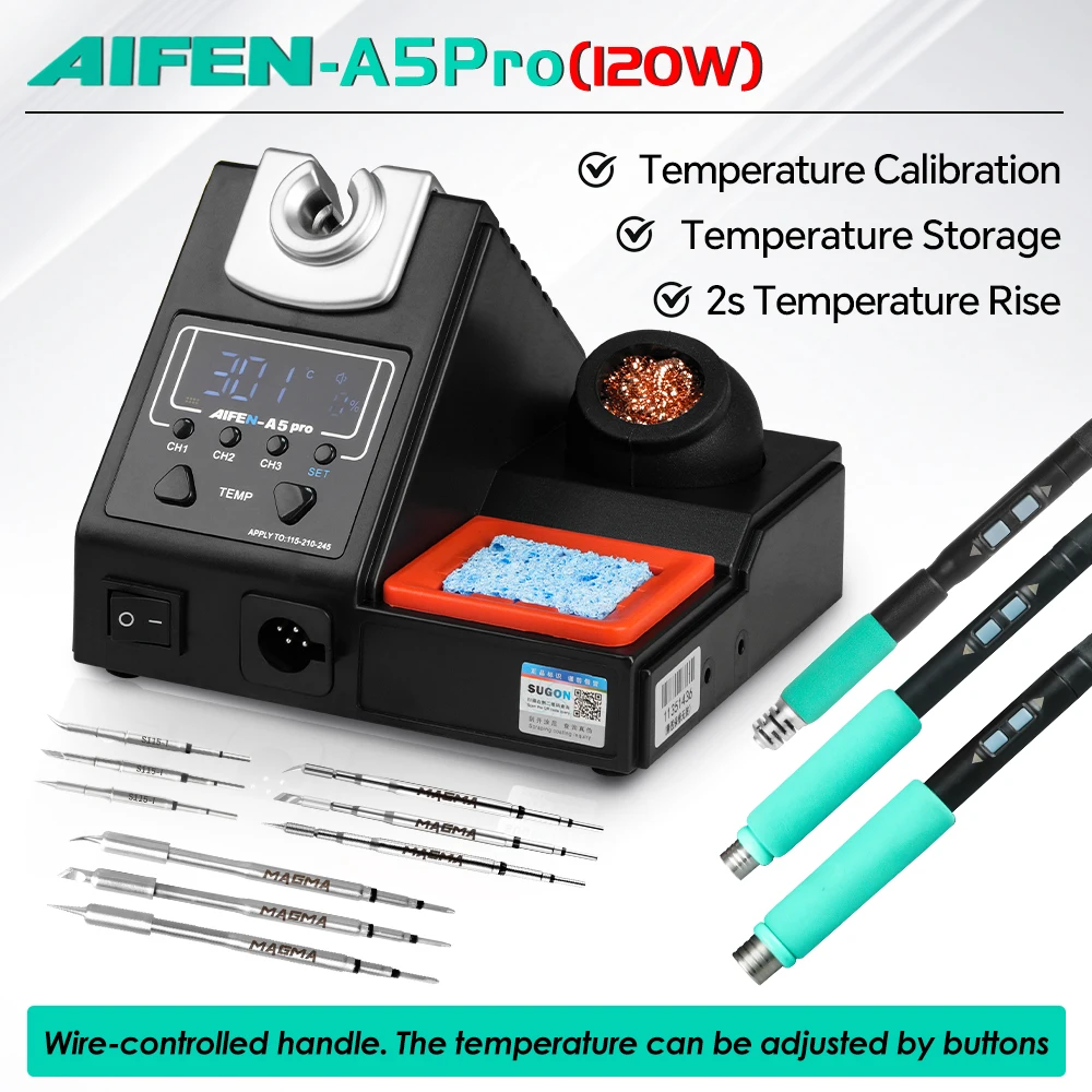 AIFEN A5Pro 120W Soldering Station Wire-Controlled Handle 245/210/115 Electronics Soldering Iron Rework Station BGA Repair Tools