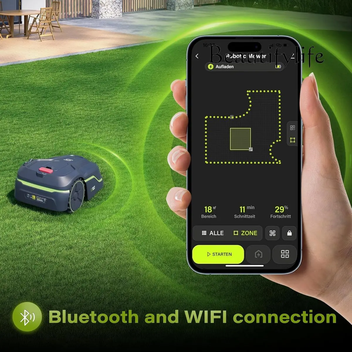 SS الذكية روبوت جزازة العشب التلقائي روبوت جزازة العشب مع نظام تحديد المواقع ل 600m2 حديقة التطبيق التحكم مخصص الطريق جزازة العشب الروبوتية