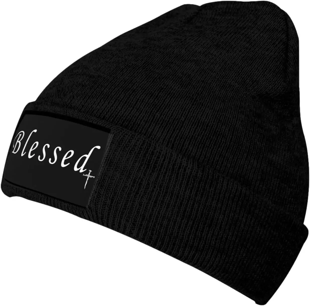 Black Knitted Beanie with 