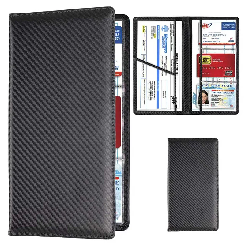 Car Registration & Insurance Card Holder with Magnetic Shut, Vehicle Glove Box Car Organizer - For Documents, Cards, License