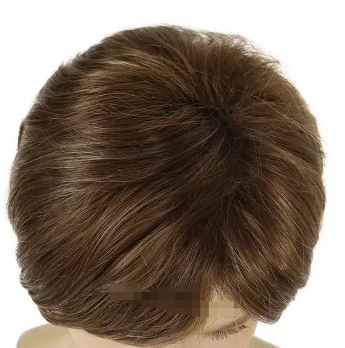 Synthetic Short Haircuts Brown Wigs for Men Straight Hairstyles Wig Natural Daily Wear Father Gifts Hair Replacement Full Wigs