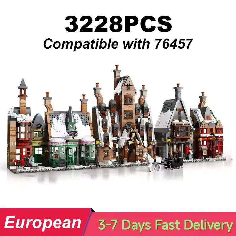 Briques de construction du village de Hogsmeade, 3228 pièces, modèle de château, blocs de construction à assembler, jouets pour enfants et adultes, cadeau d'anniversaire, Compatible 76457
