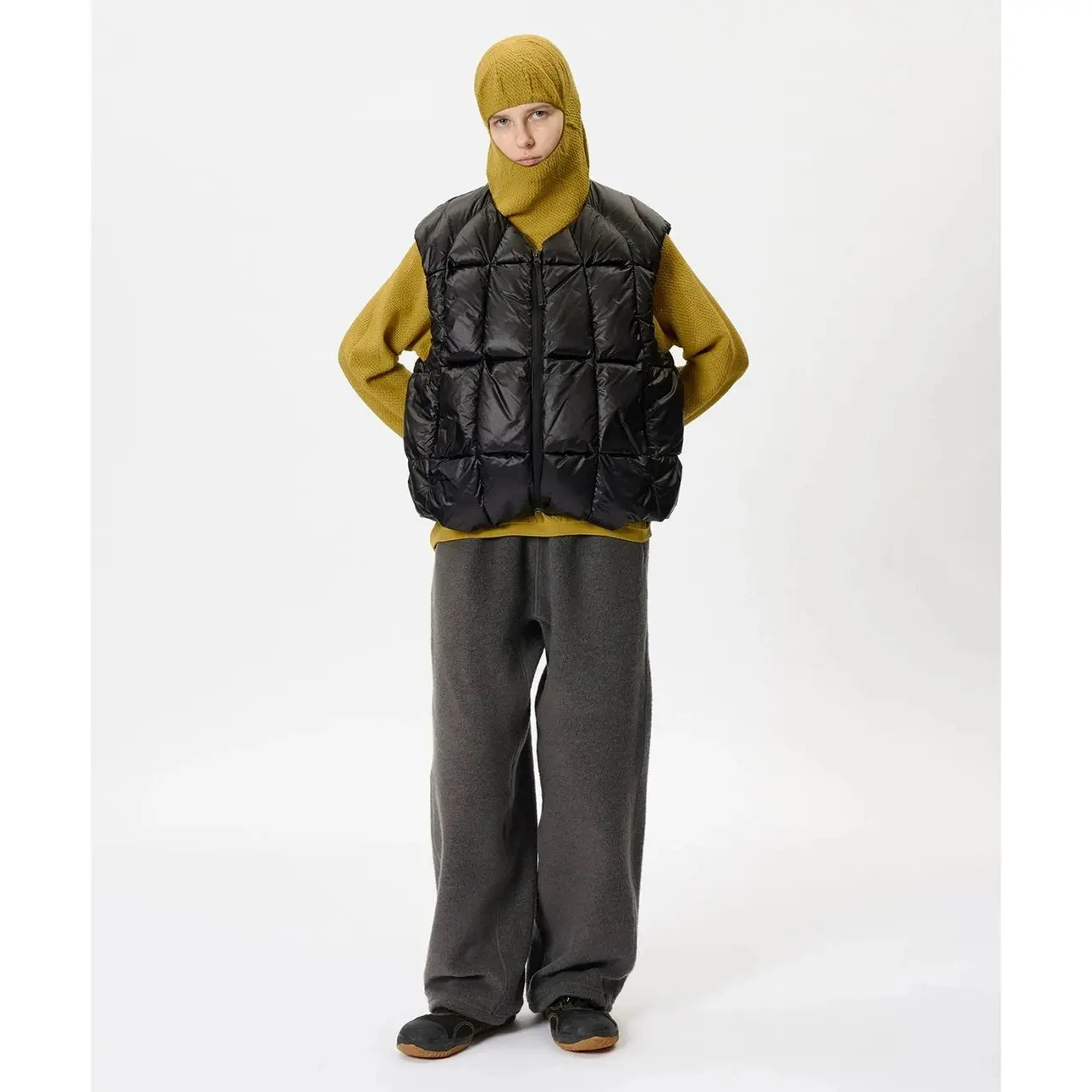 

Свободные широкие брюки из шерстяной ткани, повседневные, с эластичным поясом, прямого кроя, однотонные, молодежные, модные, серия GDW