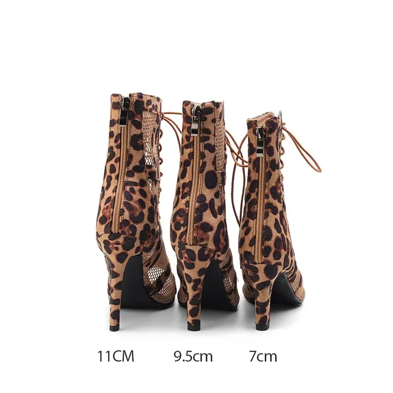Women High Quality Black Heels Trend Peep Toe Boots Stilettos Jazz Dance Lady Shoes Sexy Booties Plus Size 46