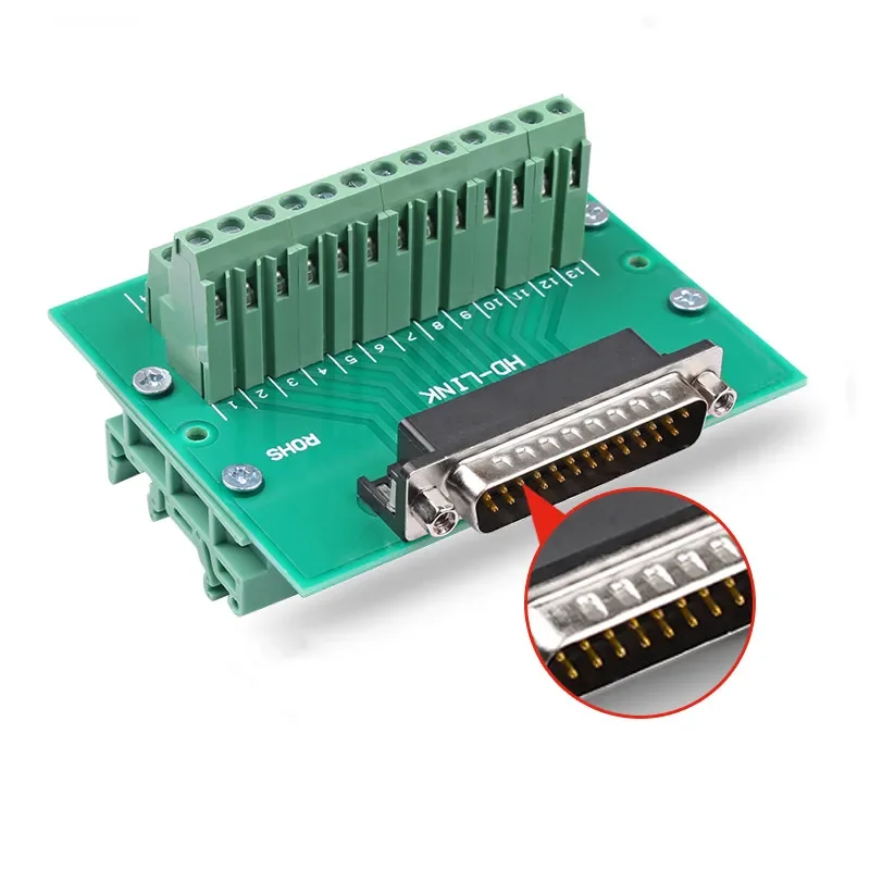 DB25 25PIN D-SUB Female/Male signals Terminal PCB Breakout Module Box Adapter Connector with Bracket