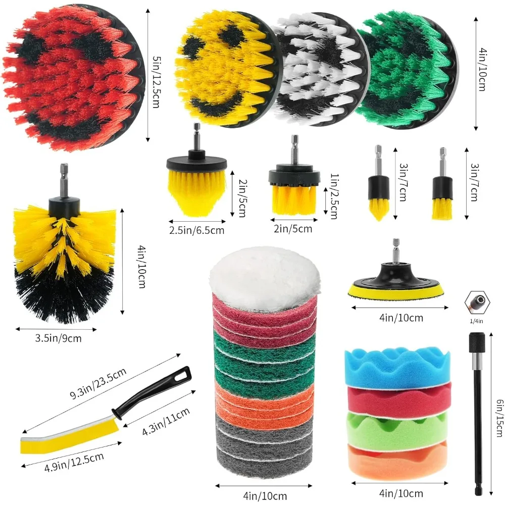 32-Piece Drill Brush Cleaning Kit for Home, Bathroom, Car, Kitchen - Scrub Pads & Sponges