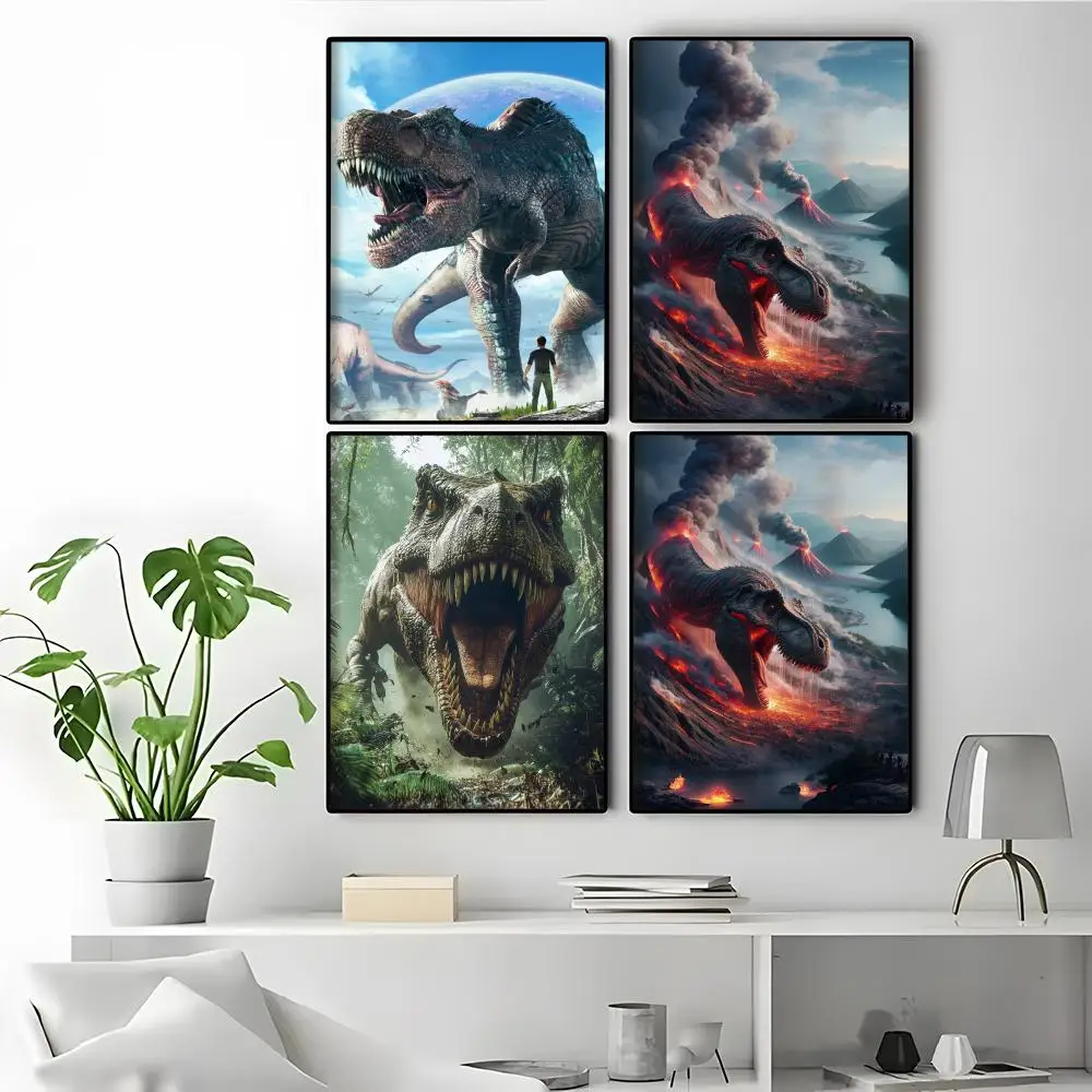 Dinosaur Poster Sticky Wall Art Printing Waterproof Home Living Bed Room Aesthetic