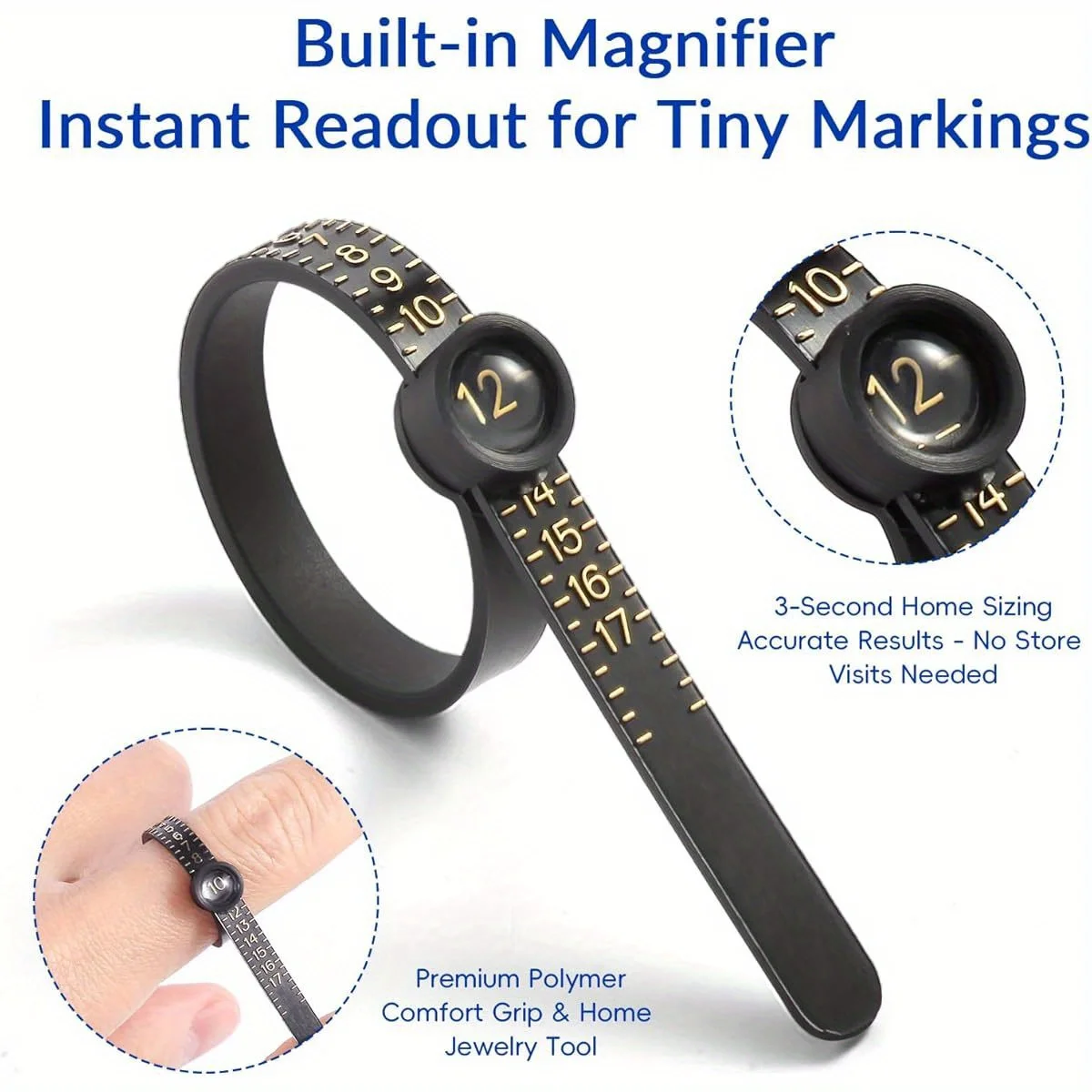 Ring Size Adjuster Kit 4 Pack Resizer Guards and Magnifier Sizer for Loose Rings US 1-17 Women and Men Jewelry Tool