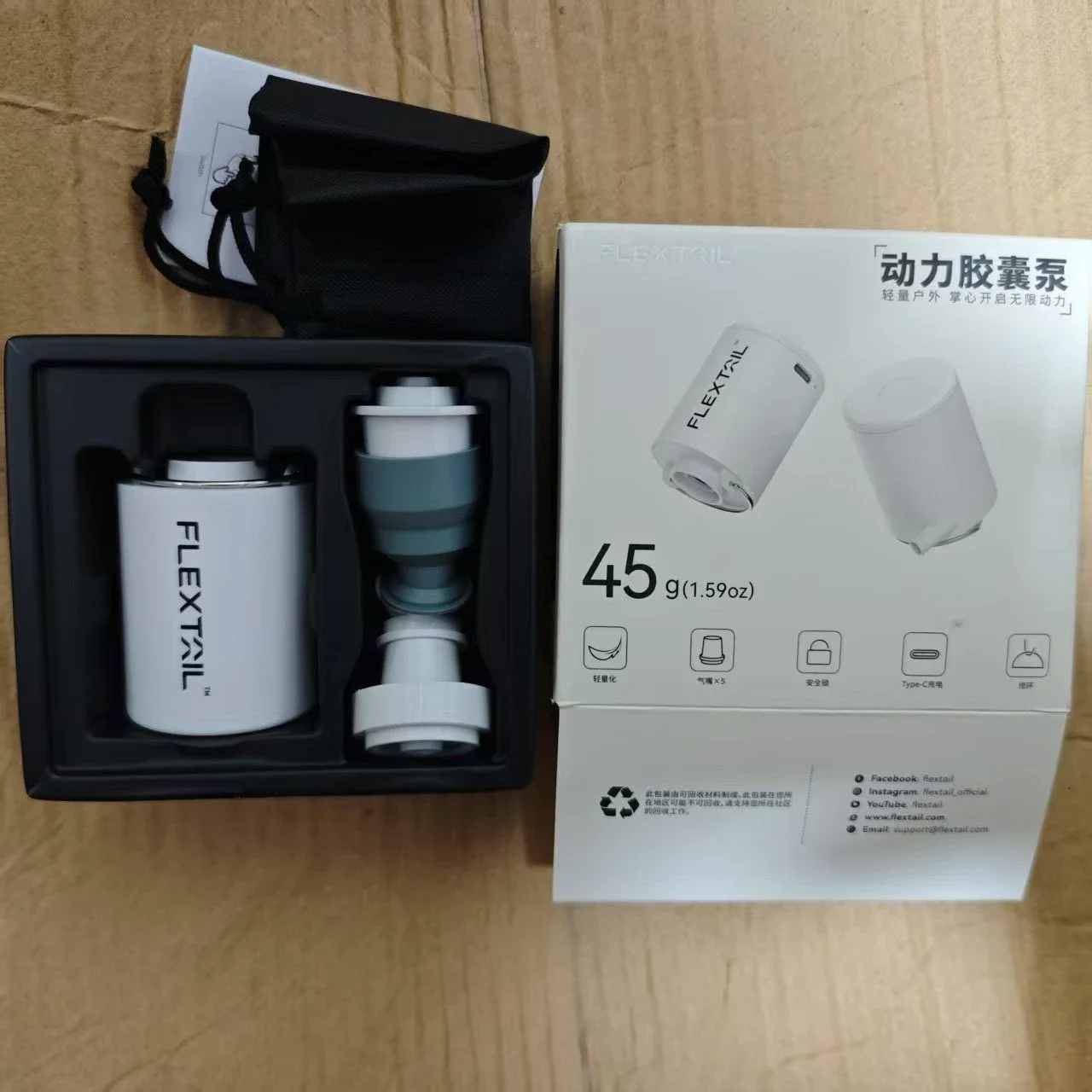 FLEXTAILGEAR 작은 팽창기 펌프 야외 휴대용 소형 팽창기 캠핑 수면 패드 인플레이션 수축 전기 조명 공기 펌프