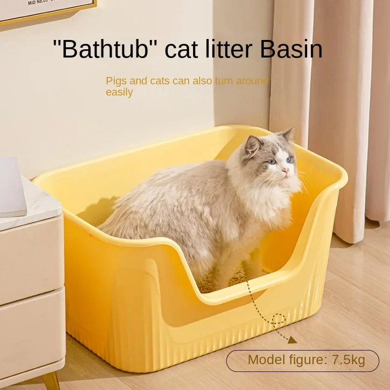 Cat Litter Bathroom Sandbox Cat Bedlpans Toilet Leak Proof Training Basin Giant Style Mode Anti External Splash Integrated Open