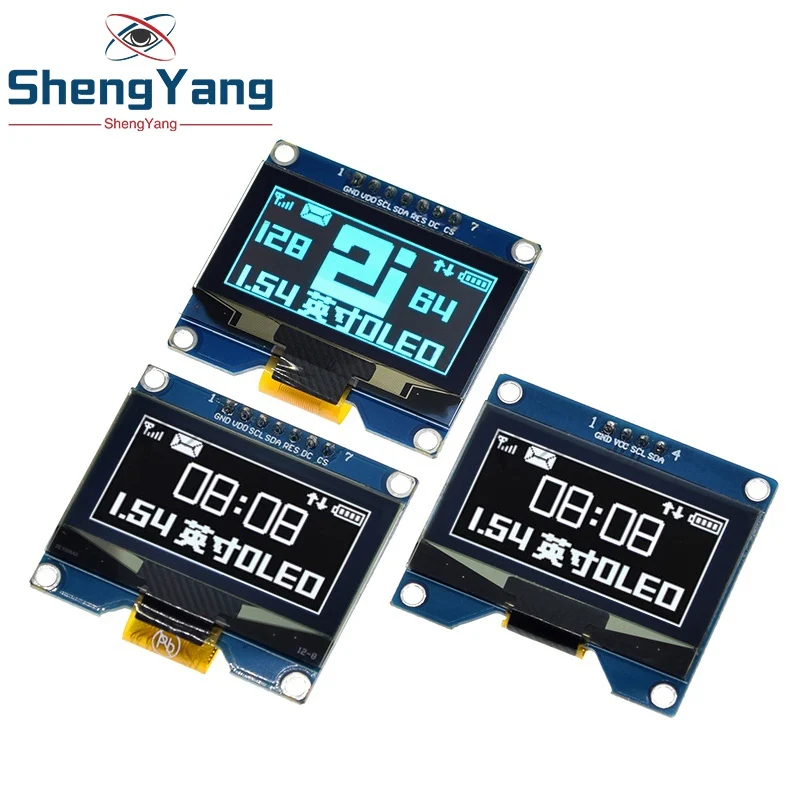 TZT 1.54 inch 7PIN White Blue OLED Screen Module SSD1309 Drive IC Compatible for SSD1306 SPI Interface 128*64