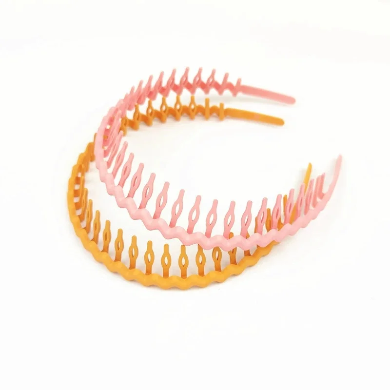 Serre-tête ondulé de couleur unie pour femmes, élégant, tendance, dents antidérapantes, accessoires pour cheveux, lavage du visage pour filles