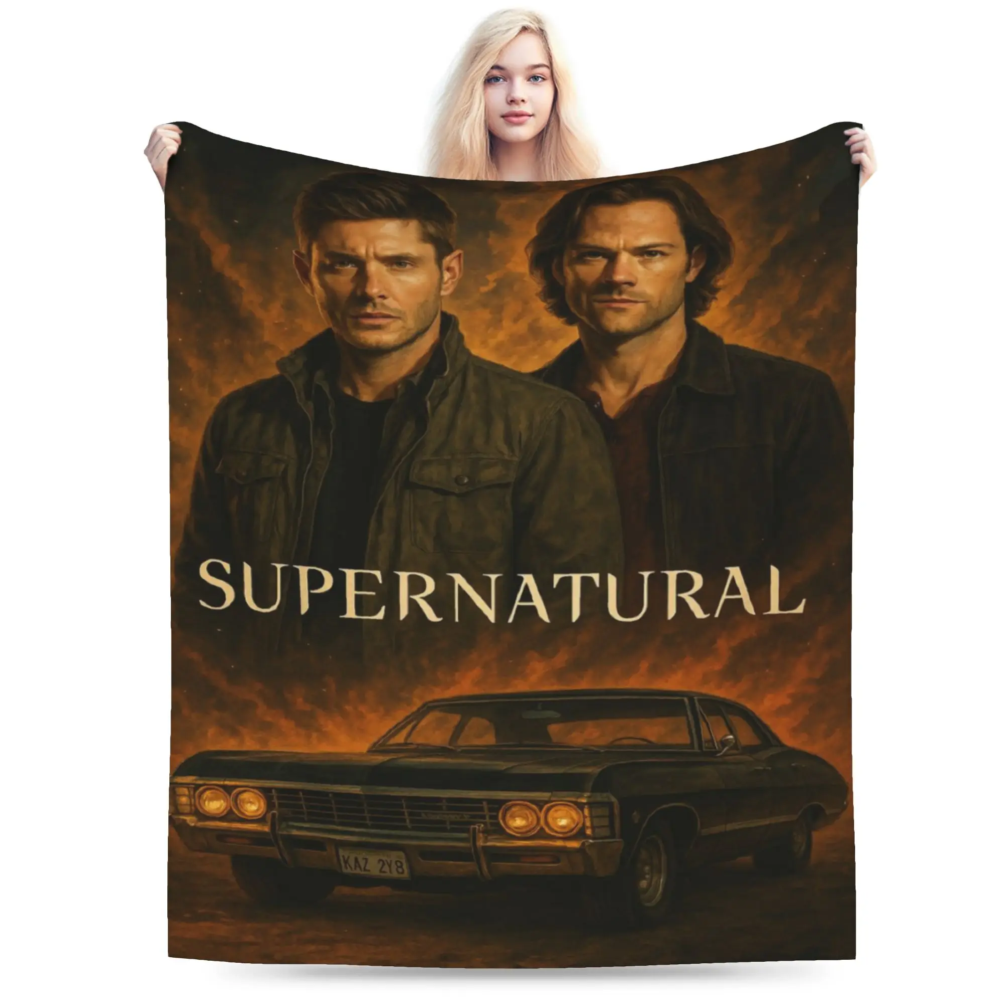 Cozy Supernatural Dean Winchester Sam Blanket Accessories Room Decorative  Throw Blankets Lightweight Flannel for Office