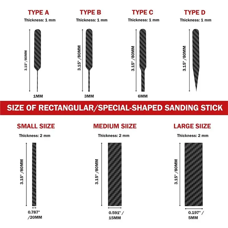 AB34-Carbon Fiber Sanding Sticks Set(7 PCS)- For Scale Model Grinding& Polishing Tools
