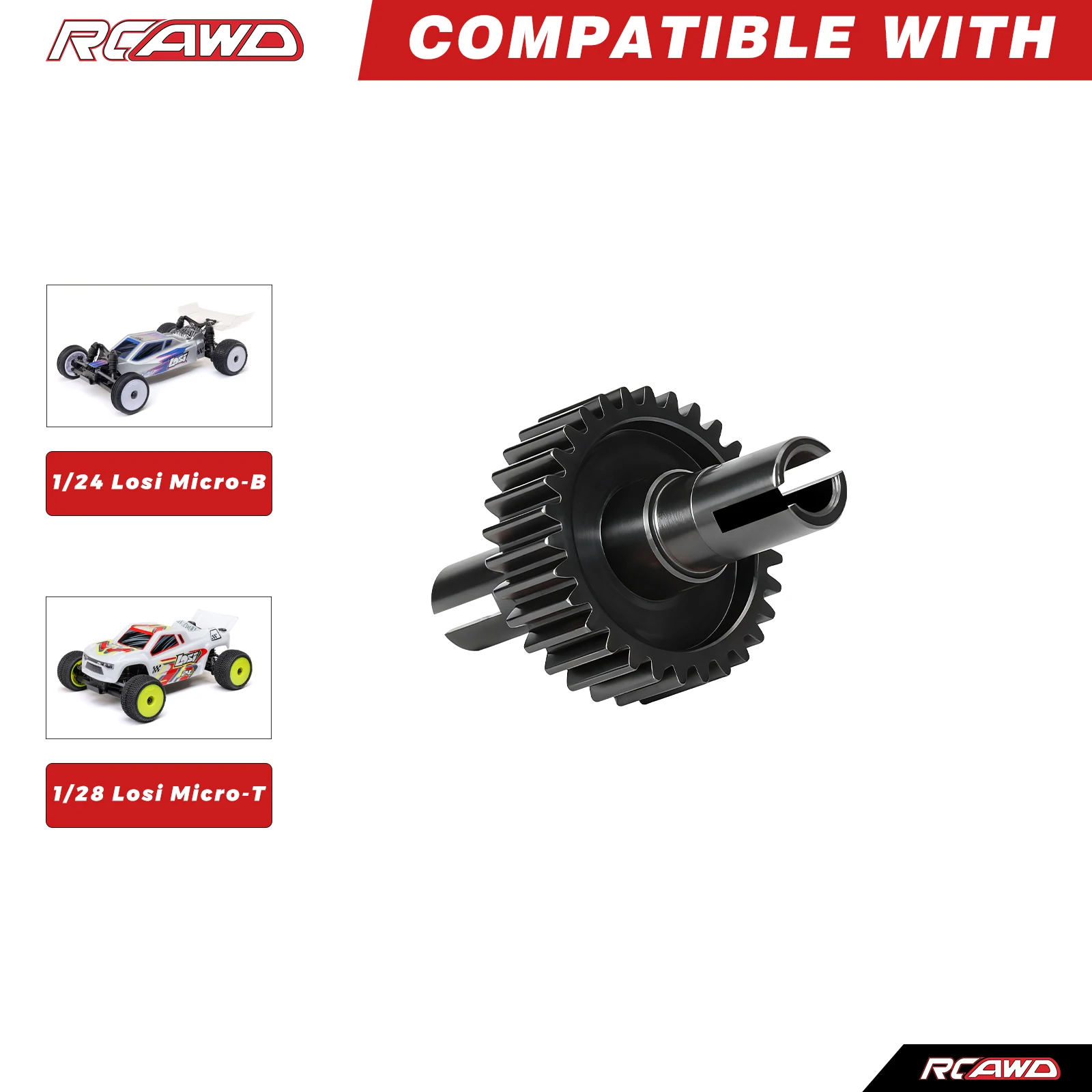 RCAWD for Micro-B 30T Steel Gear for Losi 1/24 Micro-B LOS00007 1/28 Micro-T LOS-1392 Metal Spur Gear (No Differential) Upgrades