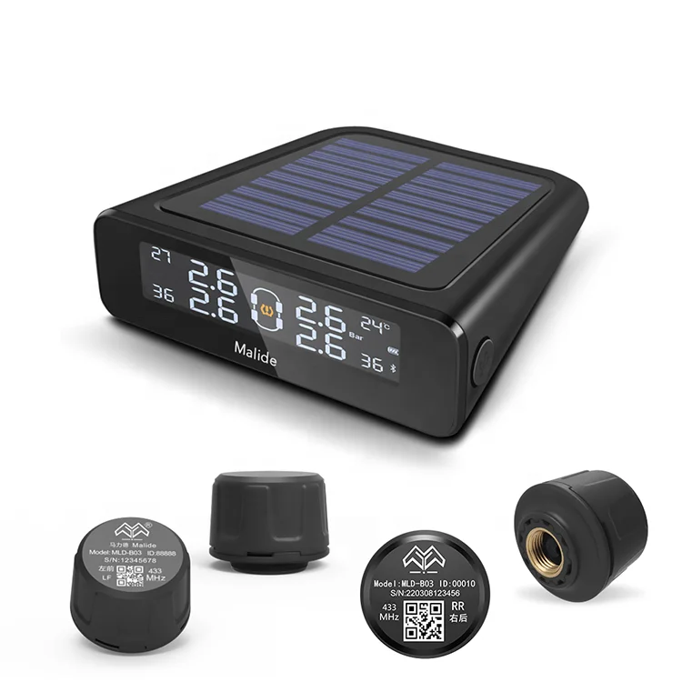 

Solar Charging Car TPMS HD Digital LCD Display Tire Pressure Monitoring System Auto Alarms Wireless External Sensors TPMS