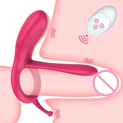 Long Tongue Cock Sleeve Ring Vibrator for Men Penis Massager 10 Frequency Clitoral Anal Stimulation Erotic Sex Toys for Couples