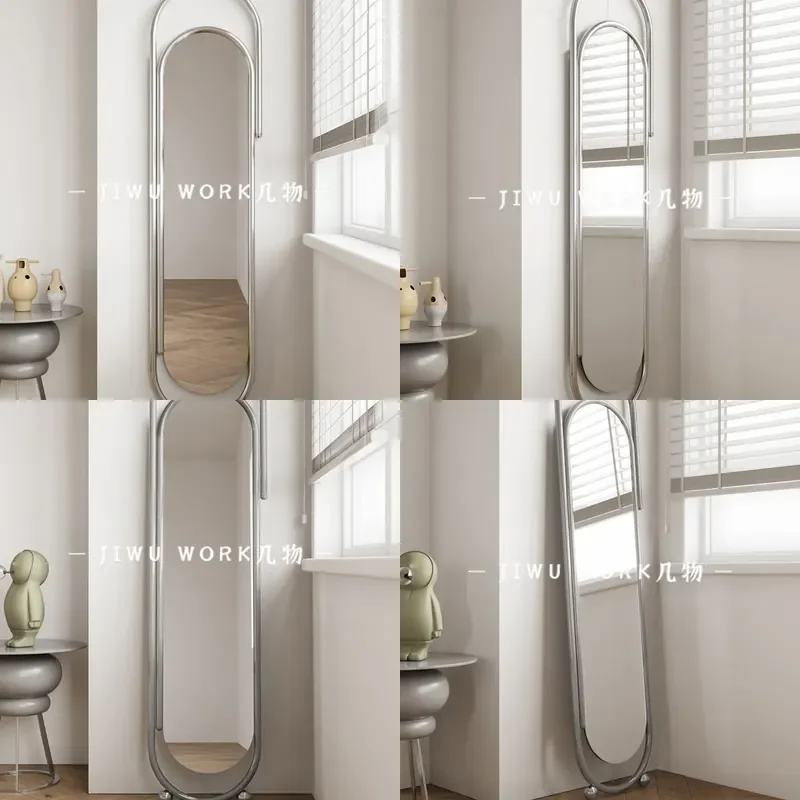 For Modern Stainless Steel Full Body Mirror Irregular Wall Mounted Dressing Mirror Home Decor Ins Style Space Saving Design