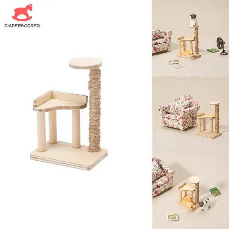 

1PC 1: 12 Dollhouse Home Furnishings Mini Pet Cat Toy Furnishings Cat Climbing Rack Doll House Furniture Decor Accessories