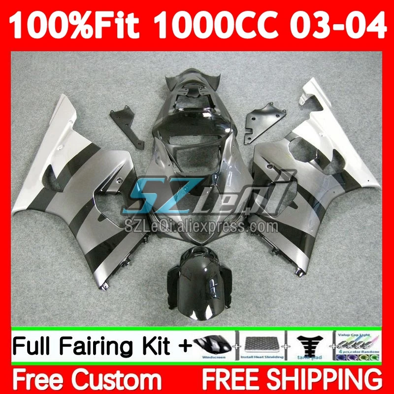 OEM Body For SUZUKI GSXR1000 K3 GSXR 1000 CC 80No.98 1000CC GSXR-1000 03 04 GSX R1000 2003 2004 Black silvery Injection Fairings