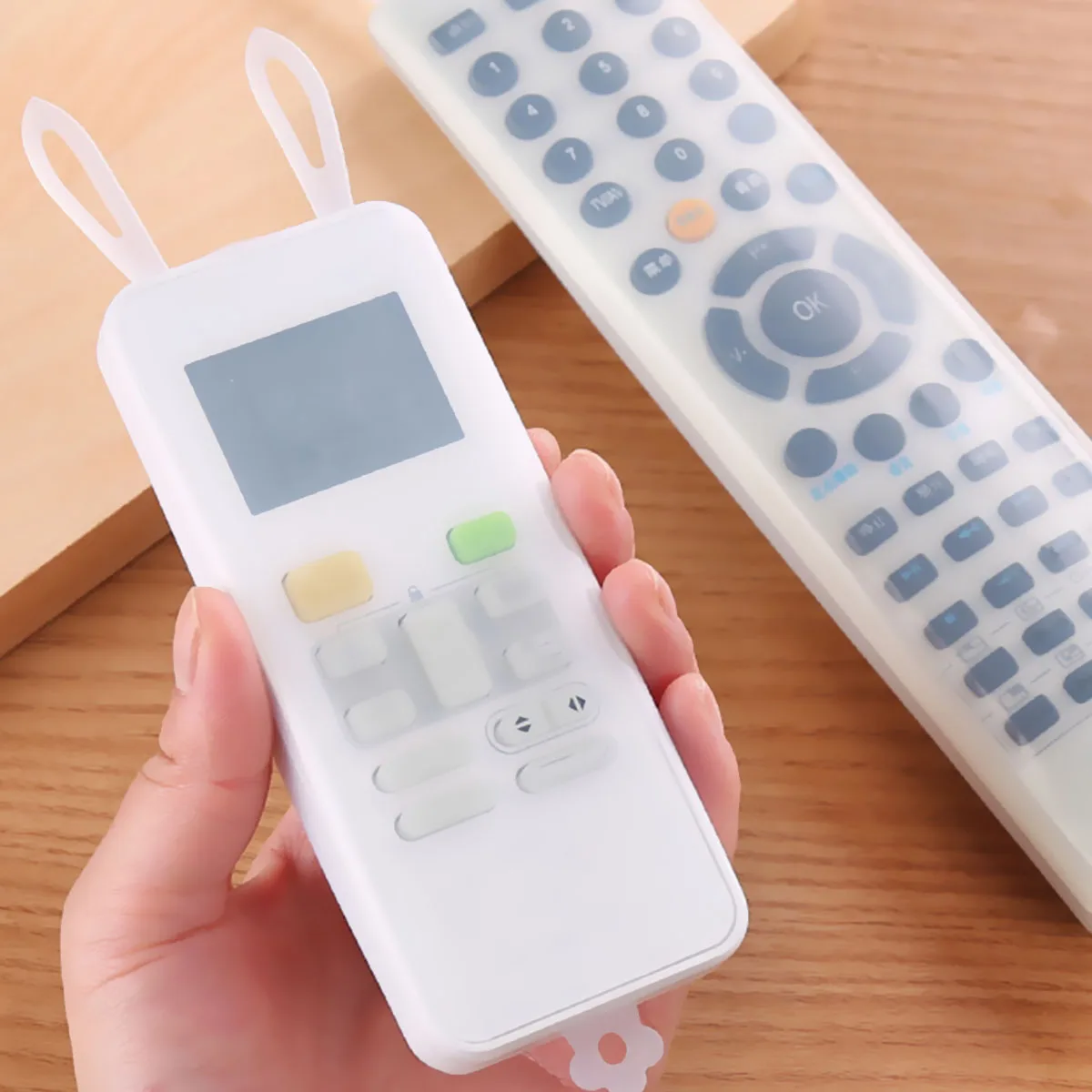 

Lovely Bunny Ear Silicone Remote Controller Cover Dustproof Waterproof Transparent Skin For Ac Remote Clear Protective Case