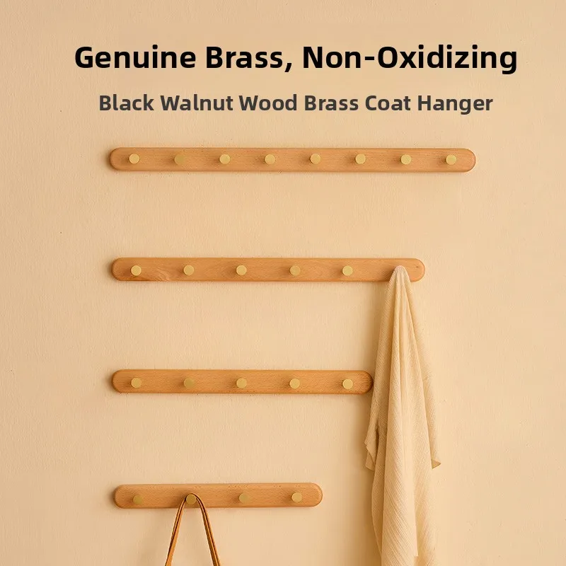 Perchero de pared Bla Walnut Simple Sle para entrada, almacenamiento de abrigos y ropa, sin necesidad de taladrar