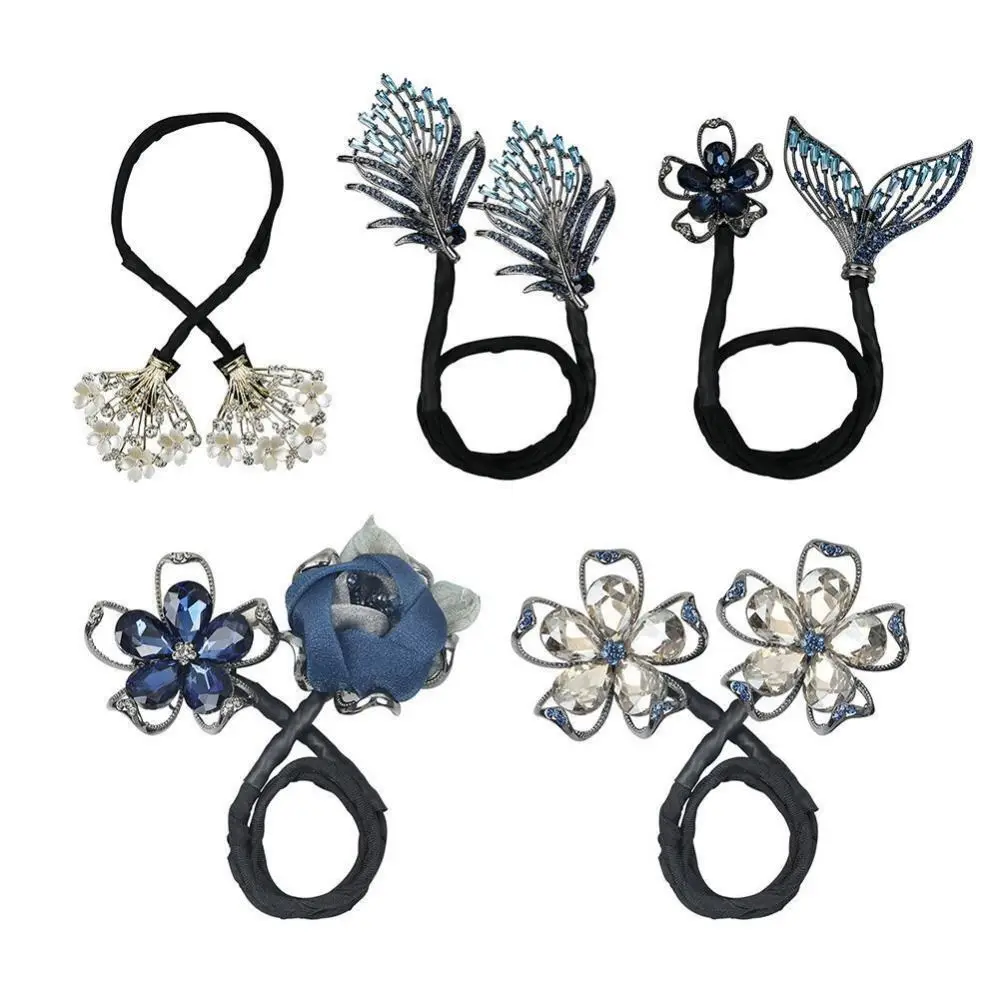 Hair Accessories Rhinestone Flower Hair Clip Gift Whale Tail Hair Styling Tool Hair Bun Maker Hair Twist Maker Girl