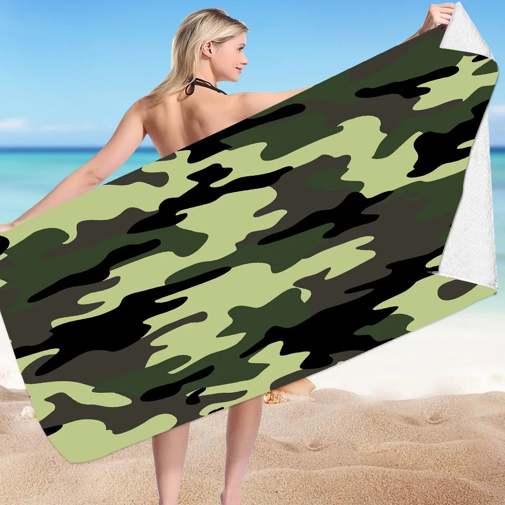 Asciugamano da spiaggia mimetico militare mimetico Asciugamano morbido super assorbente geometrico per bagno Spiaggia Cucina Palestra Asciugamano