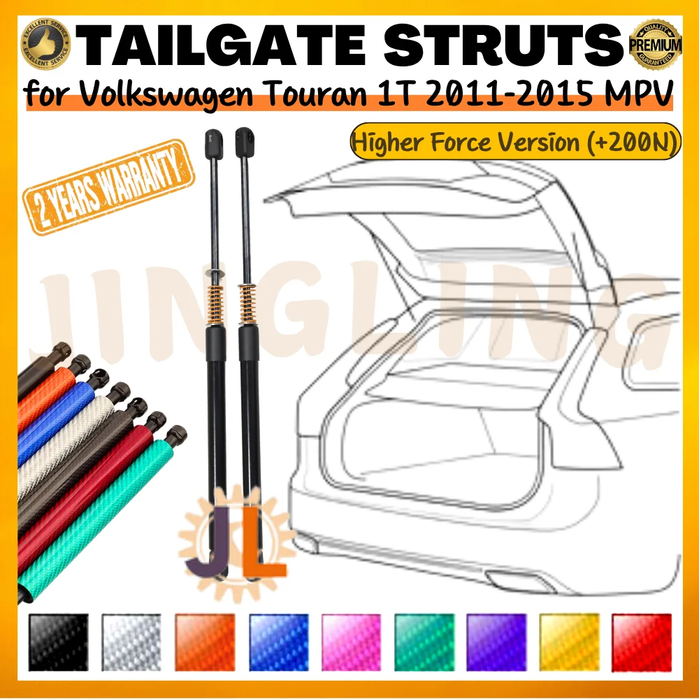 

Qty(2) Trunk Struts for Volkswagen Touran MPV 1T 2011-2015 Higher Force Version (+200N) Rear Boot Lift Supports Shock Absorbers