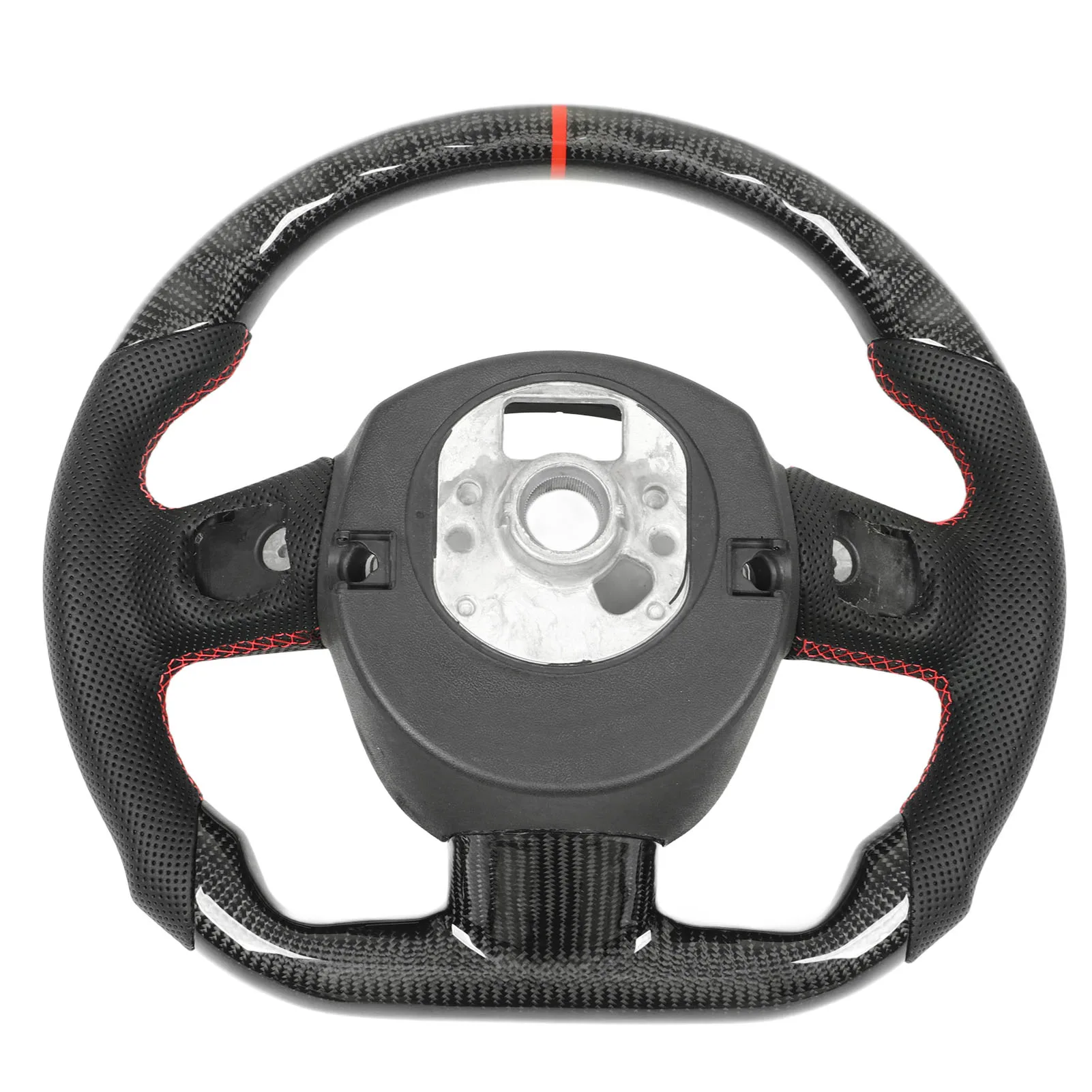 Carbon Fiber Steering Wheel Perforated Leather Red Stitching Fit for A4 S4 A5 S5 RS5 B8 A6 S6 C6 A8 S8 D3