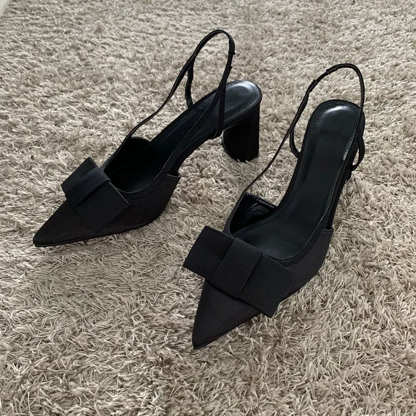 

Butterfly-knot Design Heeled Sandals Women 2025 Fashion Elegant Dress Shoes Female Pointed Toe Pumps Women Slingback High Heels